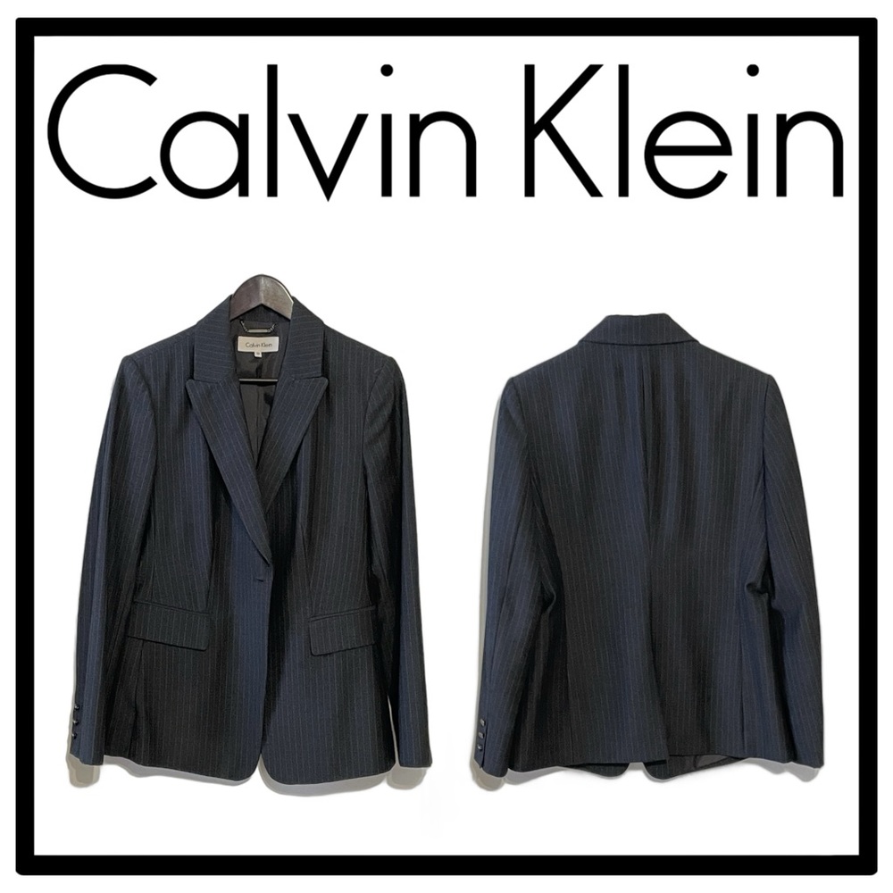 Calvin Klein suit jacket navy pinstriped